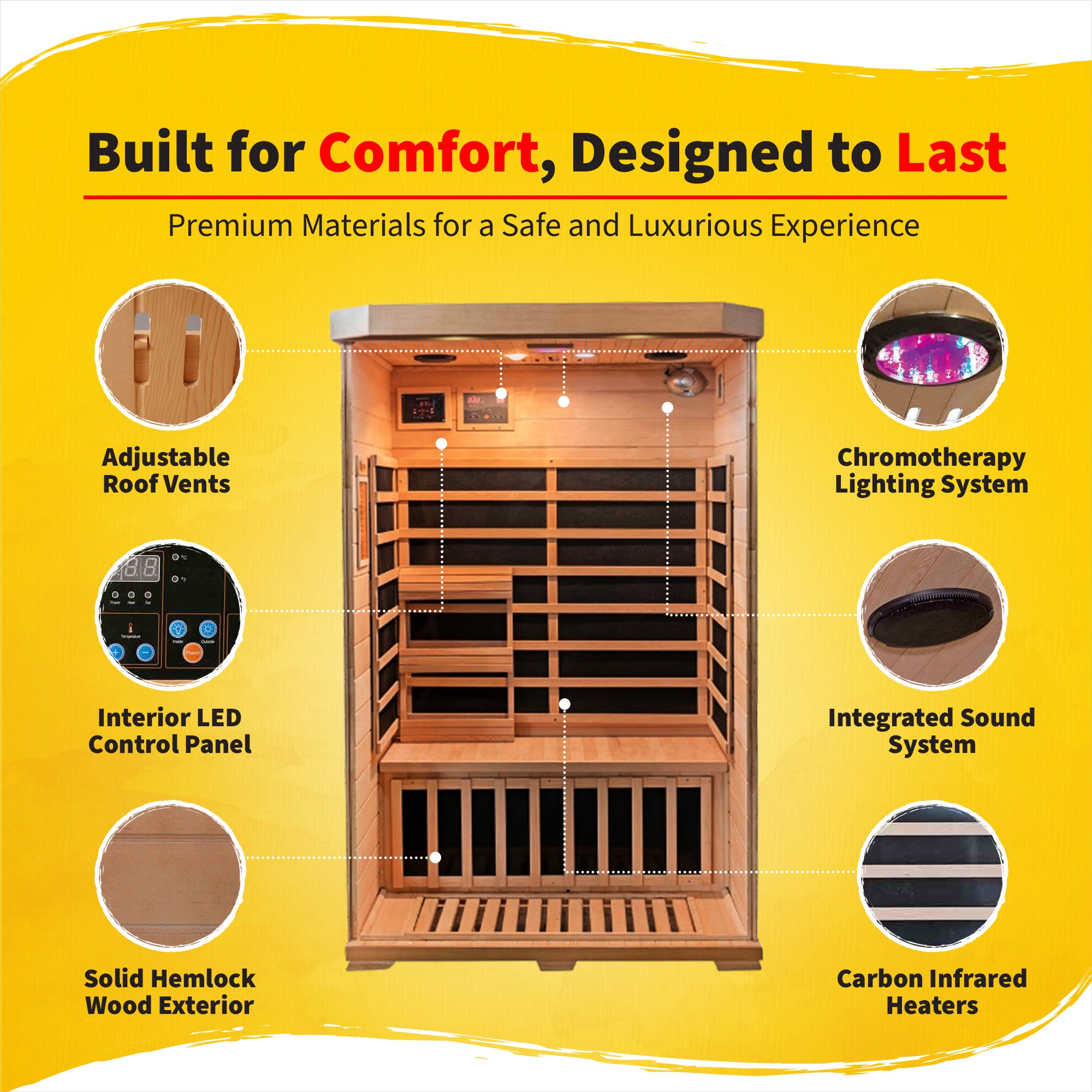 The Meridian — 2-Person Hemlock Infrared Sauna