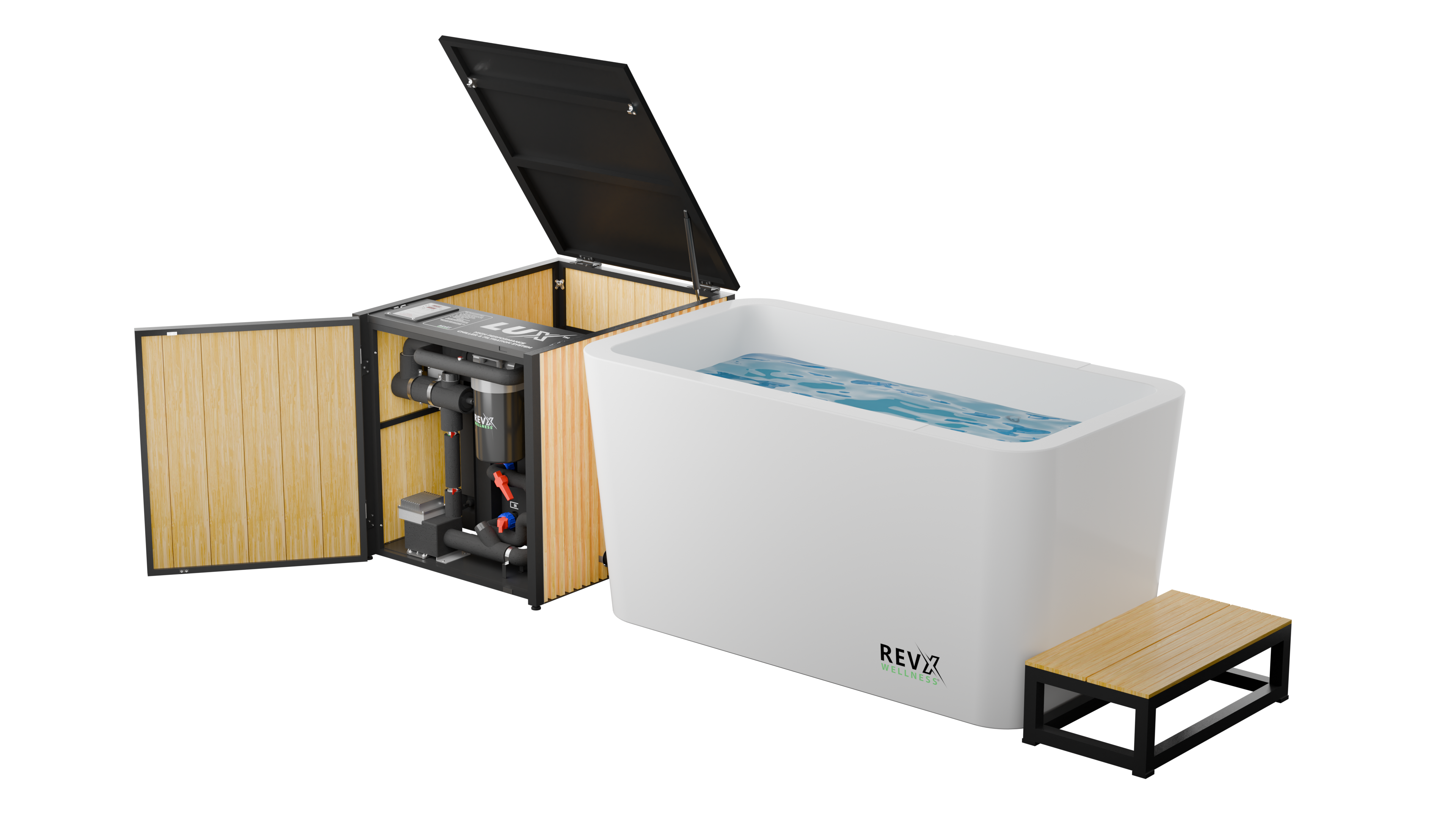 RevX Acrylic X Tub Cold Plunge + LUX High Performance Chiller and Filtration System - RevX Wellness Cold Plunge