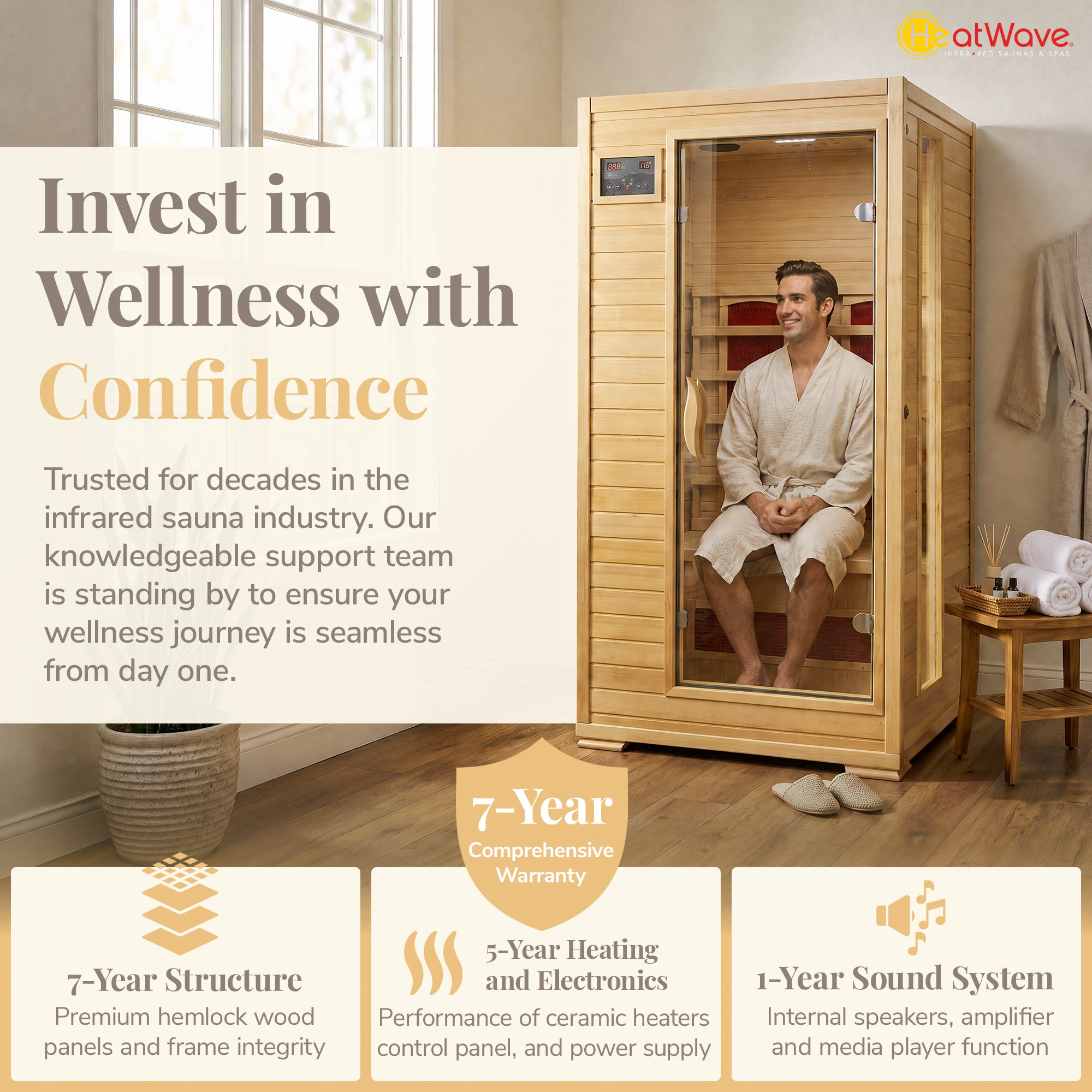 The Haven — 1-2 Person Hemlock Infrared Sauna (Ceramic)