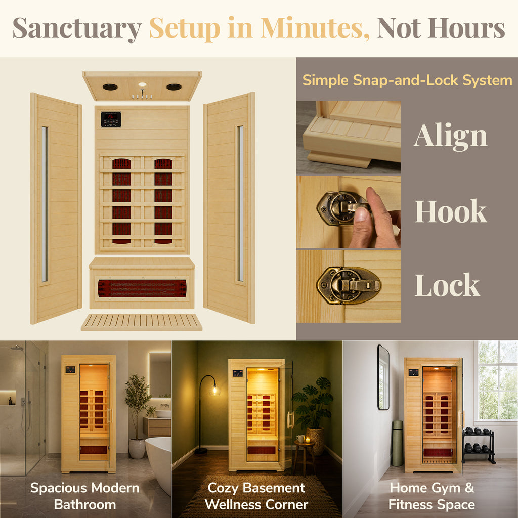 The Haven — 1-2 Person Hemlock Infrared Sauna (Ceramic)
