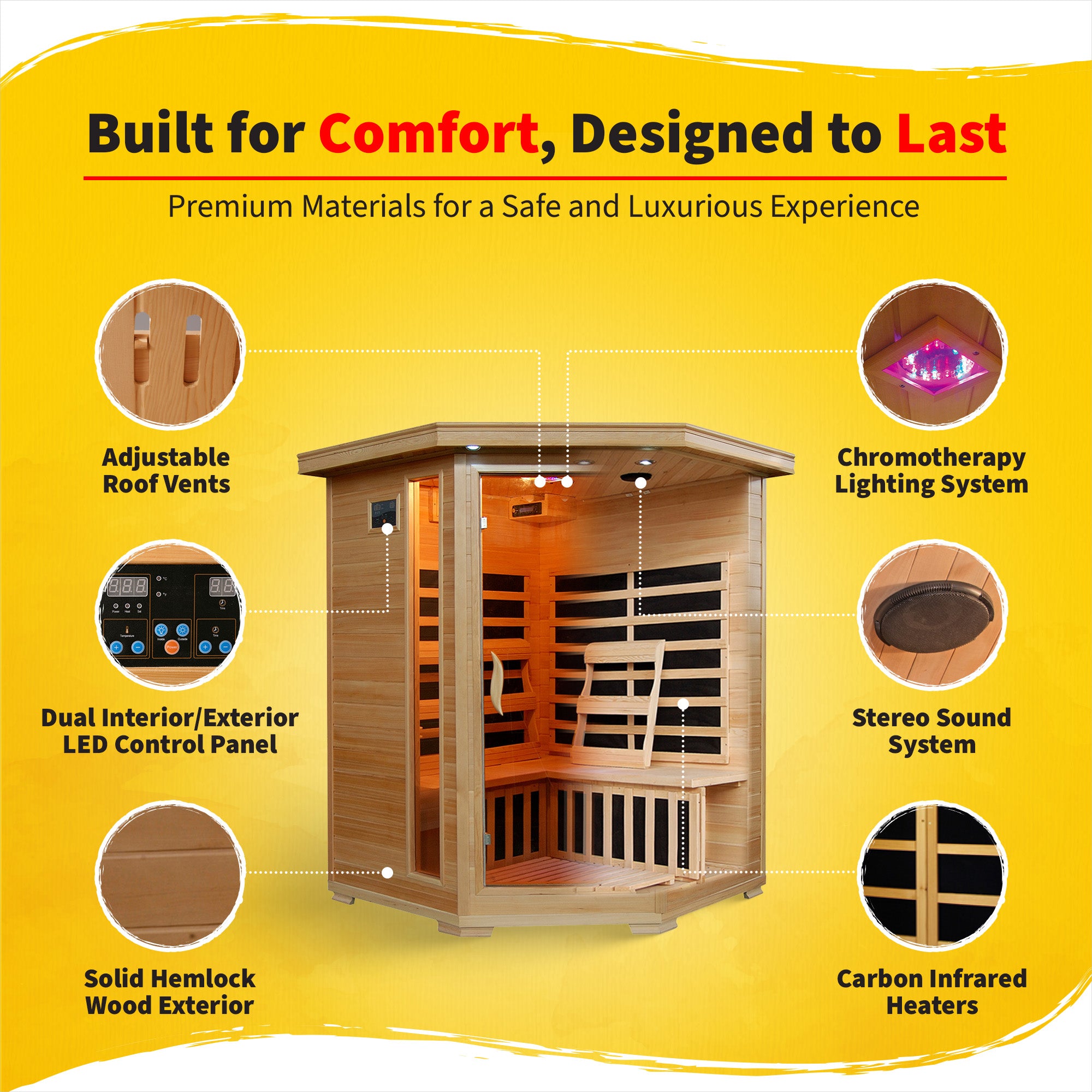 The Ridgeline — 3-Person Hemlock Corner Infrared Sauna