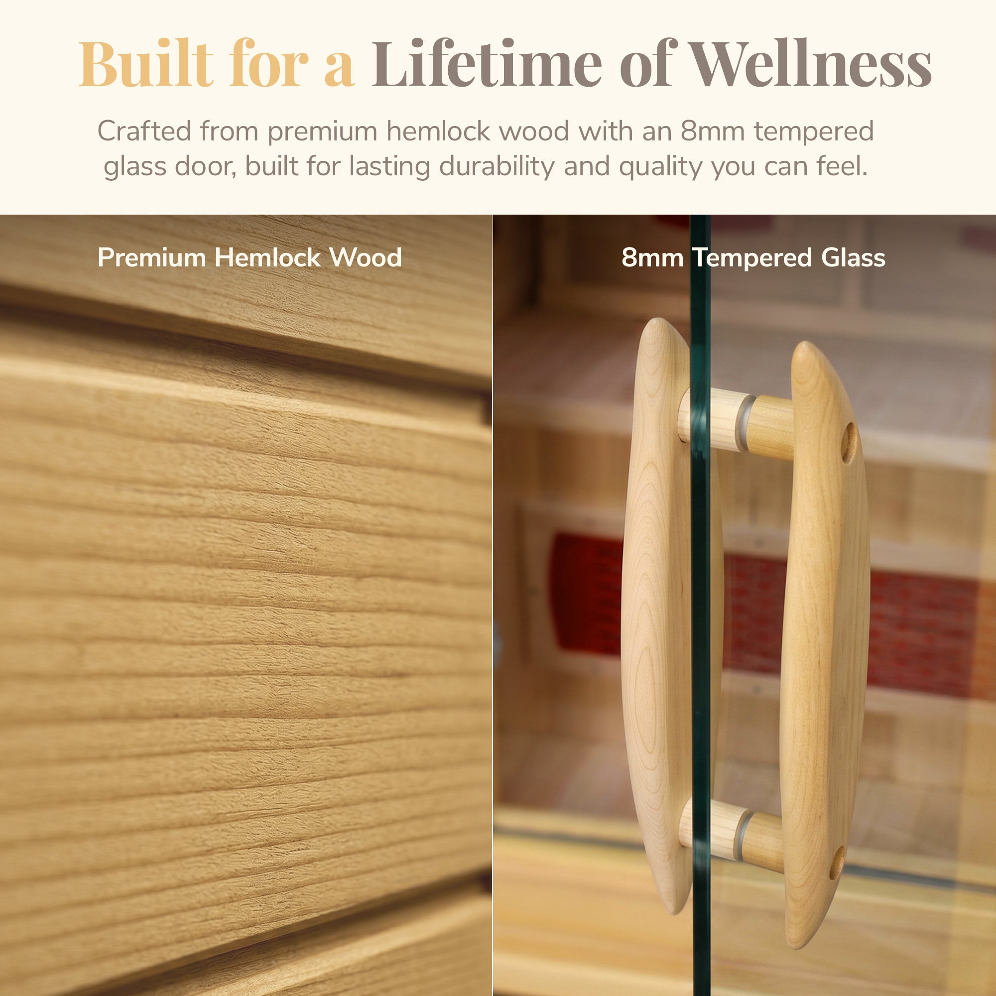 The Haven — 1-2 Person Hemlock Infrared Sauna (Ceramic)