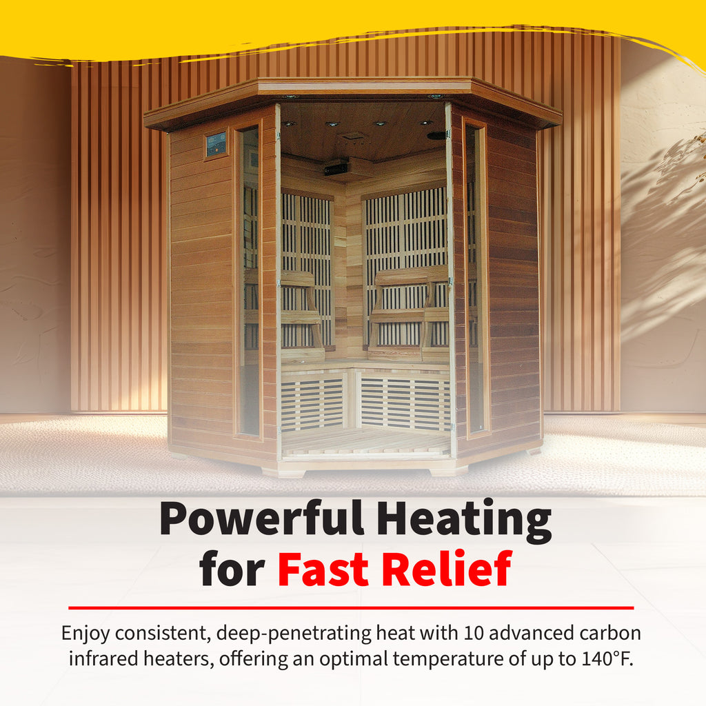 The Aurora — 4-Person Cedar Corner Infrared Sauna